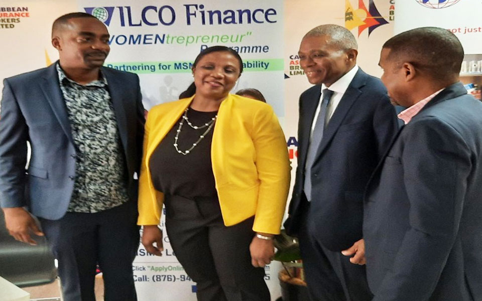 WILCO Finance Board Members (from right), Vernon Wilson, Deputy Chairman; Patrick Thompson, Chairman; and Nikisha Walters, CEO, in the company of Kevin Frith, a Director of the Small Business Association of Jamaica (SBAJ), at Tuesday’s launch of WILCO’s WOMANtrepreneur Programme in St Andrew. WILCO Finance Board Members (from right), Vernon Wilson, Deputy Chairman; Patrick Thompson, Chairman; and Nikisha Walters, CEO, in the company of Kevin Frith, a Director of the Small Business Association of Jamaica (SBAJ), at Tuesday’s launch of WILCO’s WOMANtrepreneur Programme in St Andrew.